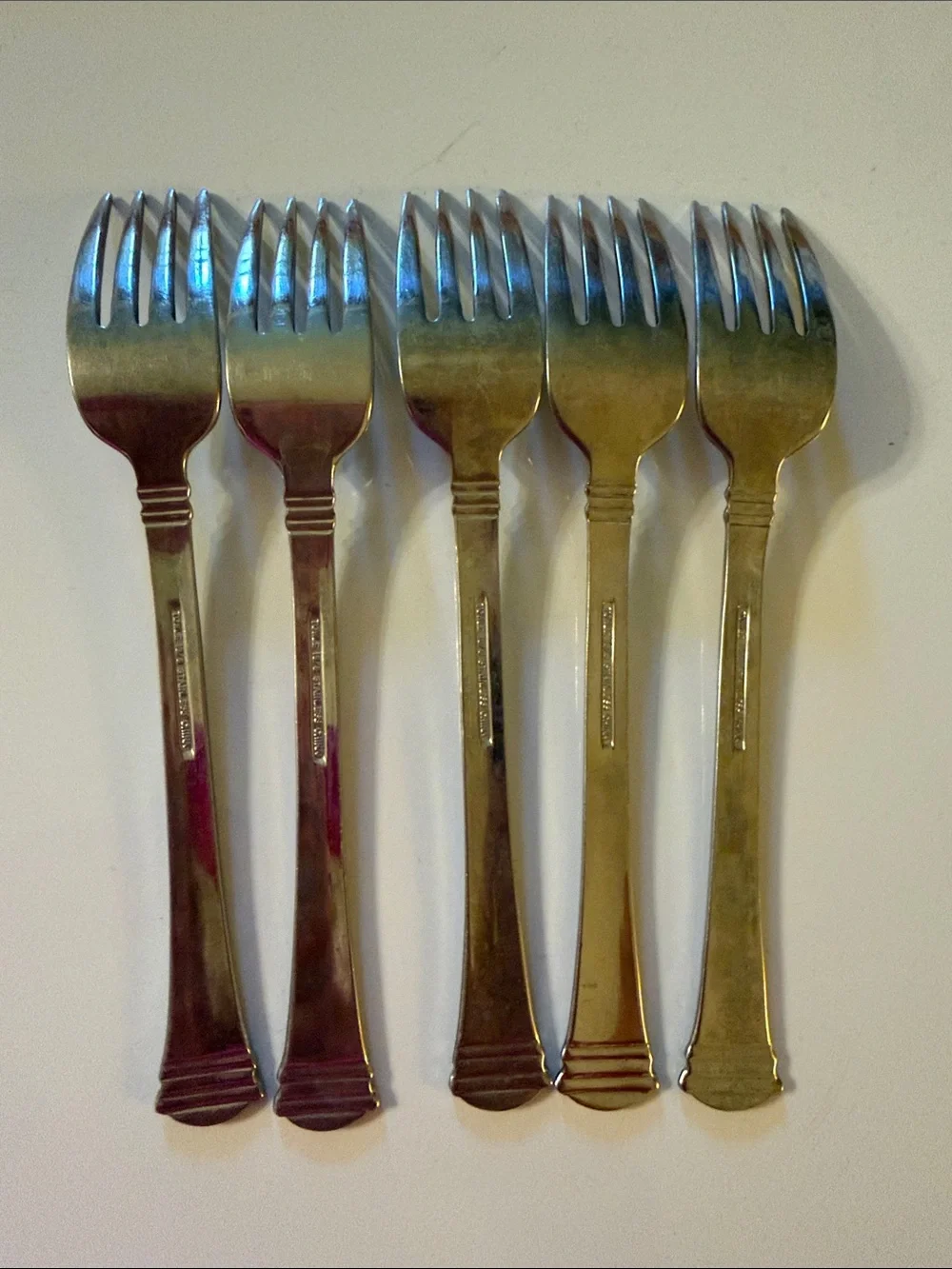 Towle Classique Bands 18/8 glossy stainless flatware set of 5 salad forks VGUC